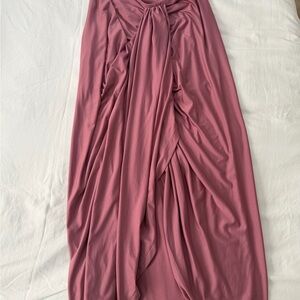 Draped Rose Midi Skirt - Women's Stylish Gathered Skirt